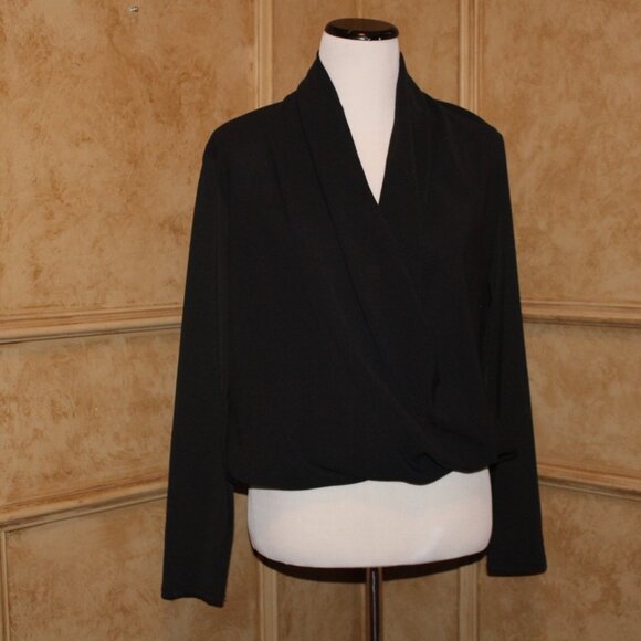 CBR Tops - CBR Black Wrap Blouse L
